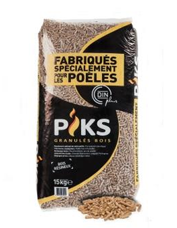Pellet di legno PIKS – bancale da 15 kg da 66 sacchi – DIN plus PelletCertificati